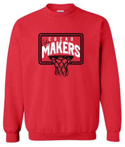 Girls Basketball Gildan Crewneck - Red
