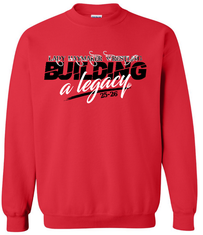 Girls Wrestling Gildan Crewneck - Red