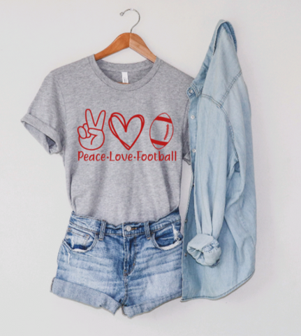 Peace-Love-Football Grey Tee