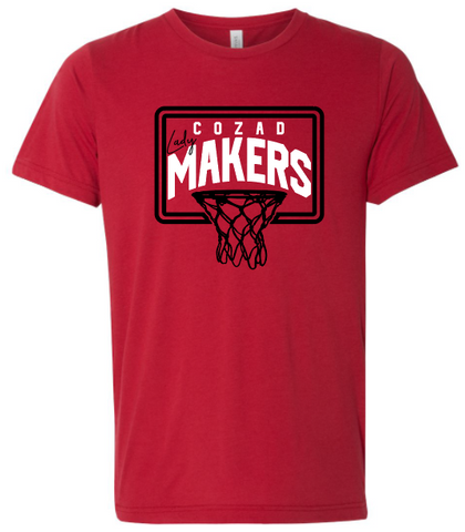 Girls Basketball Bella Canvas Tee - Red
