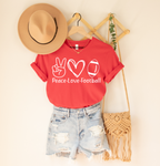 Peace-Love-Football Red Tee