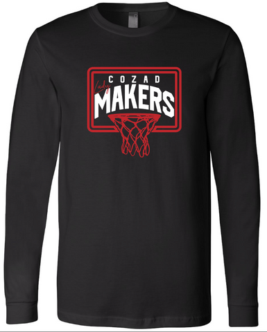 Girls Basketball Bella Canvas Long Sleeve Tee - Black