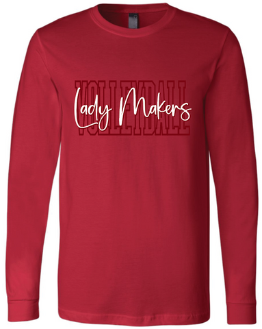 Volleyball Bella Canvas Long Sleeve Tee - Red