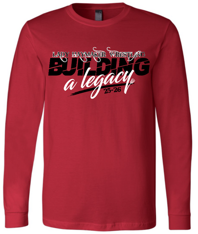 Girls Wrestling Bella Canvas Long Sleeve Tee - Red