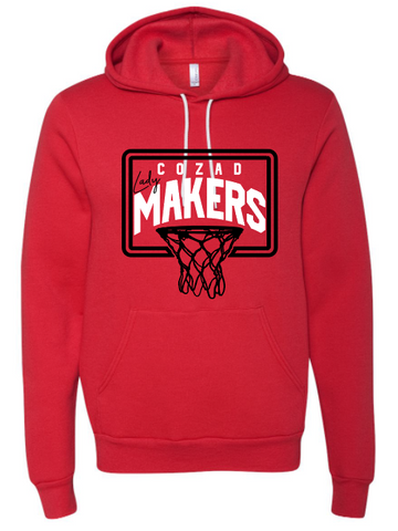 Girls Basketball Bella Canvas Hoodie - Red