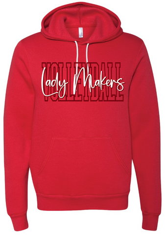 Volleyball Bella Canvas Hoodie - Red