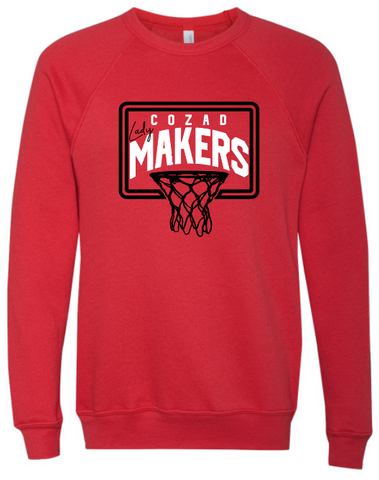 Girls Basketball Bella Canvas Crewneck Sweatshirt - Red