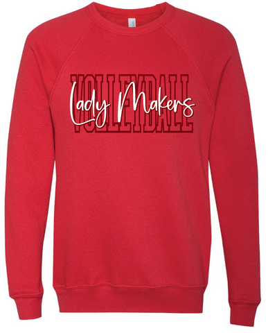 Volleyball Bella Canvas Crewneck Sweatshirt - Red