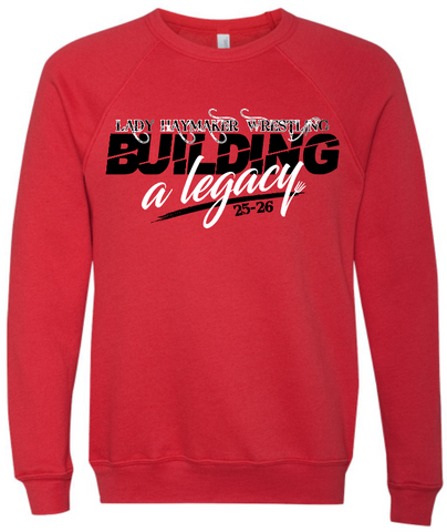 Girls Wrestling Bella Canvas Crewneck Sweatshirt - Red