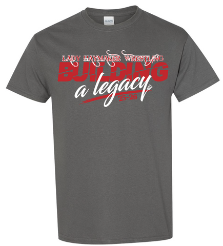 Girls Wrestling Gildan Tee - Gray