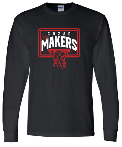 Girls Basketball Gildan Long Sleeve Tee - Black