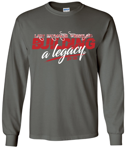 Girls Wrestling Gildan Long Sleeve Tee - Gray