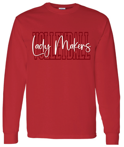Volleyball Gildan Long Sleeve Tee - Red